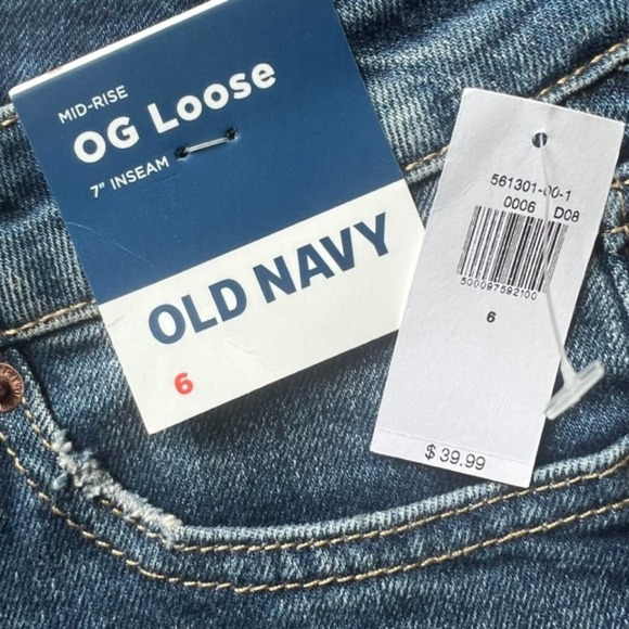 Old Navy Mid-Rise OG Loose Jean Cut-Off Shorts Medium Wash, NWT-Size 6 - Picture 5 of 6